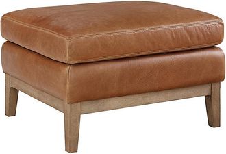 Ballard Designs Hartwell Leather Ottoman - Ballard Designs