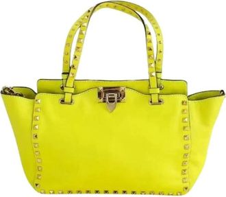 Valentino Pre-owned Tote Bags, female, Yellow, Size: ONE SIZE Pre-owned Rockstud Shoulder Bag