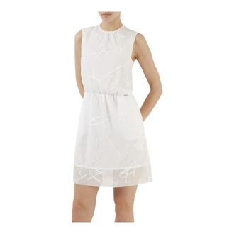 A|X Armani Exchange Logo Jacquard Jurk - Dames - Korte kleedjes - Wit - 2XS - Kleedjes