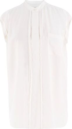 Vince fringe-trimmed silk-crepe shirt Size XS