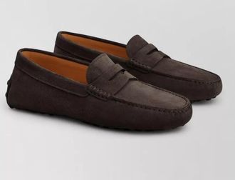 Tod's suede moccasin loafers penny strap rubber sole