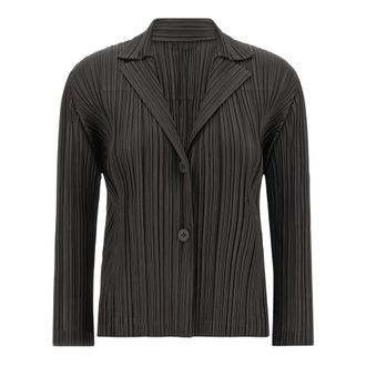 Issey Miyake Pleats Jacket - Dames - Jassen - Grijs - Maat: 2XL Poliester
