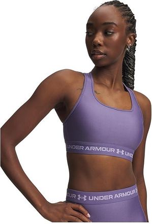 Under Armour Crossback Mid Impact Bra Womens Lingerie Purple Luxe/Purple Crest : LG (US 12-14), Polyester/Elastane
