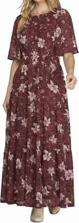 She + Sky Westwood Dress In Burgundy