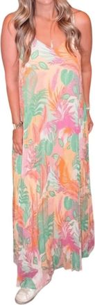 Skies Are Blue Clothing V Neck Maxi Dress In Pink Guava