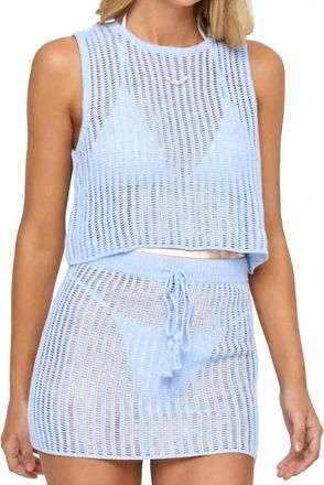 L*Space Sander Crochet Cropped Top In French Blue