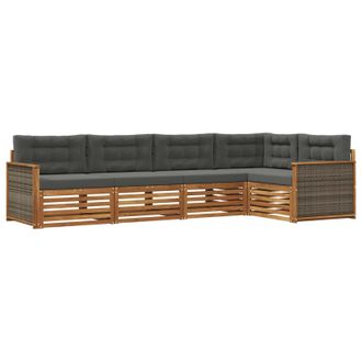 vidaXL Conjunto De Sof&aacute;s De Exterior 5 Pcs Natural Y Antracita Vidaxl