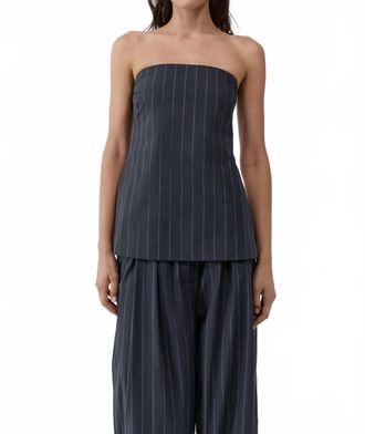St.Agni Strapless Rouleau Tie Top In Ink Stripe
