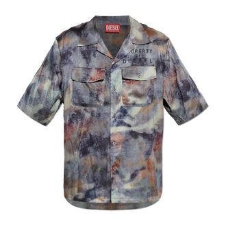 Diesel Short Sleeve Shirts, male, Gray, Size: 2XL S-Brack-Dmbn Shirt