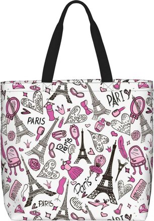 Generic Women Handbag Paris Eiffel Tower Ladies Shopping Shoulder Bag Lightweight Print Beach Travel Bags, For Work, Christmas, Birthday, Gym, Graduation
