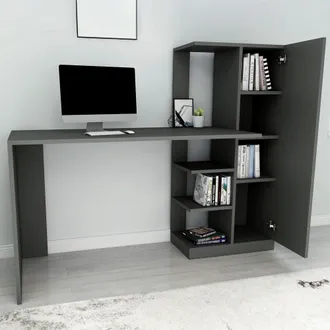 Dmora Scrivania Donnas, 6 Ripiani, Unanta, 7 Vani, 120x55x74h Cm Nero Antracite