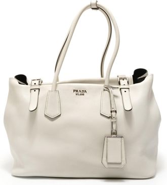 Prada White Leather Tote Bag (Pre-Owned)