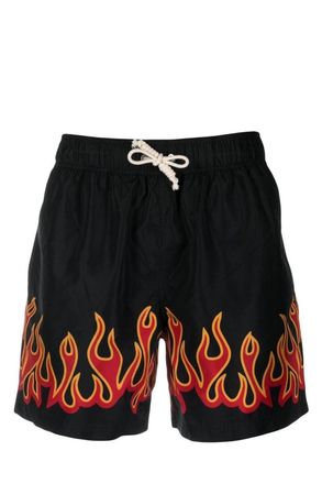 Palm Angels BURNINGFLAMES SWIMSHORTS Size: XL, colour: BLACK