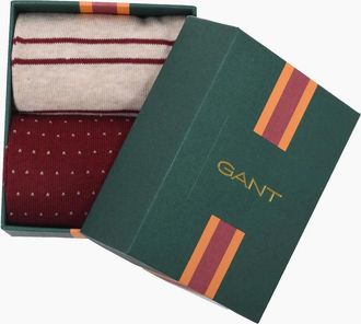 GANT Mens Gant Stripe and Mini Dot 2pk Socks Plumped Red - Size: 9.5/10/10.5/11/9