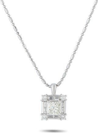 Luxury Bazaar Platinum 1.53ct Diamond Pendant Necklace 5327
