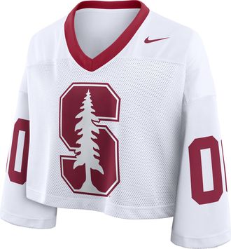 Nike Stanford Logo Nike Womens Dri-FIT College Cropped Jersey in White | 03O308DVSDN-2B9