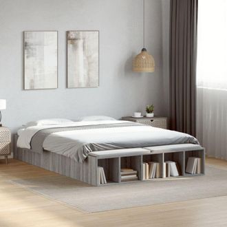 vidaXL Vidaxl - Estructura De Cama Madera De Ingenier&iacute;a Gris Sonoma 120x190 Cm