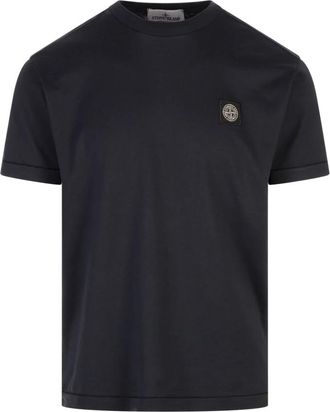 Stone Island Blauwe Katoenen T-shirts en Polos - Heren - T-shirts - Blauw - 2XL - Katoen - Tops