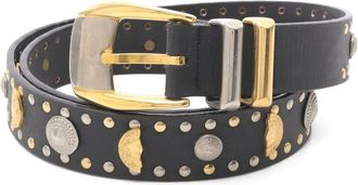 Versace 2000s leren riem met Medusa studs - Zwart