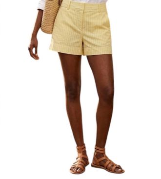 Drew Pinstripe Tailored Shorts In Yellow