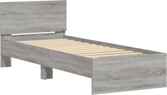 vidaXL Bed Frame without Mattress with Headboard Grey Sonoma 90x200 cm Vidaxl