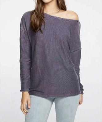 Chaser Long Sleeve Rib Snap Top In Deep