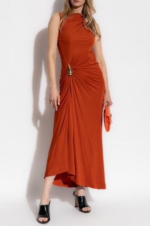 Bottega Veneta Dress With Decorative Appliqu&eacute;s, Womens, Orange