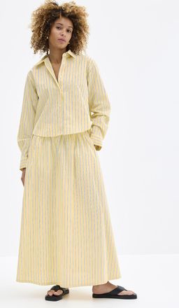 Contemporaine Womens Striped lightweight poplin maxi skirt