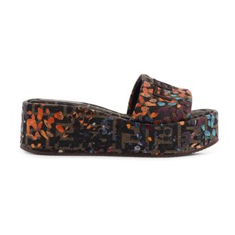 Fendi FF Fabric Sandals - female - Fendi - Wedges - Multicolor - 3 UK - Shoes