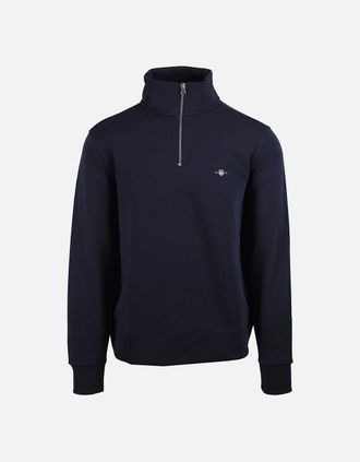GANT Mens Gant Reg Shield Half Zip Sweat Evening Blue - Navy - Size: 44
