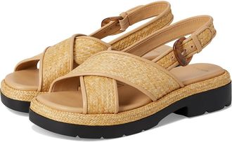 Vince Helena Raffia Slingback Sandals Womens Wedge Shoes Toasted Wheat Raffia : 7.5 M, Leather