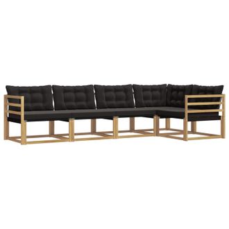 vidaXL Conjunto De Sof&aacute;s De Exterior Con Coj&iacute;n 5 Pcs Blanco Y Negro Vidaxl