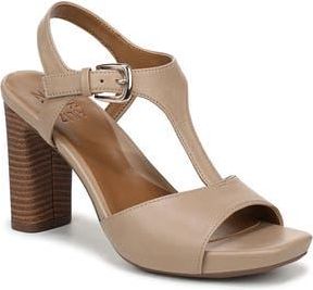 Naturalizer Marlowe T-Strap Sandal - Wide Widths Available in Tan Faux Leather at Nordstrom Rack, Size 8.5