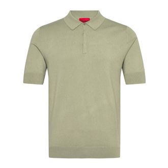 HUGO BOSS Hugo, Polo Shirts, male, Green, Size: XL Viscose-blend Polo Shirt with Logo