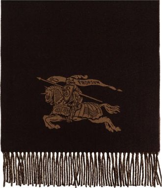 Burberry Sciarpa con logo e frange - Marrone
