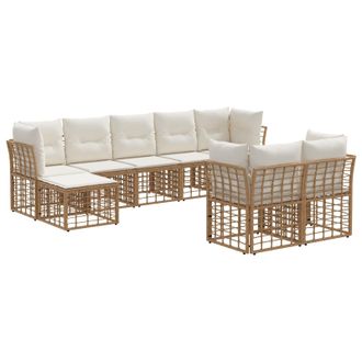 vidaXL Conjunto De Sof&aacute;s De Exterior Natural Y Crema Poli&eacute;ster Vidaxl