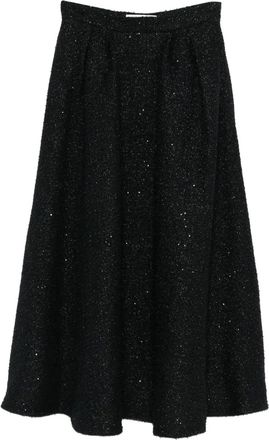 Alessandra Rich Gonna plissettata con paillettes - Nero