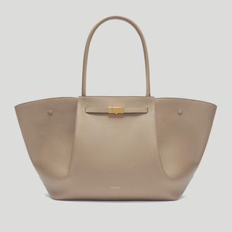 DeMellier The New York in Light Taupe Small Grain Leather Shoulder bag