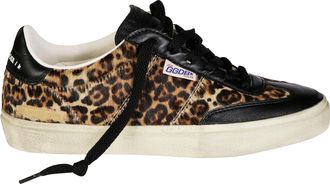 Golden Goose Leopard Print Black Leather Accents Sneakers