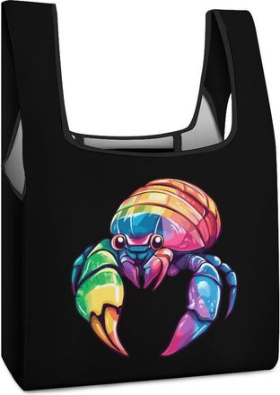 Generic Pet Hermit Crab Colorful Shopping Bag Reusable Grocery Tote Bag Foldable Handbag for Travel Picnic