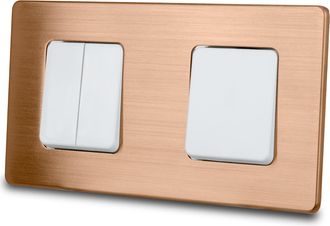 OEM Interruptor De Luz Triple Para Escaleras, Blanco, Acero Cepillado, Cobre Pvd