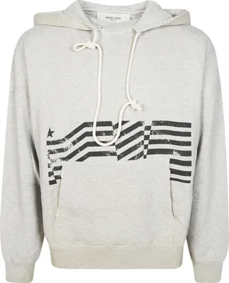 Golden Goose Light Grey Distressed Flag Hoodie