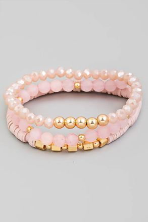 Fame Accessories Womens Stack Beaded Bracelets In Pink