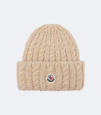 Moncler Cable-knit alpaca and wool-blend beanie