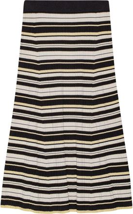 Ganni striped ribbed-knit midi skirt - women - Viscose/Polyamide/Elastane - S - Black