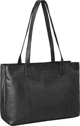 STILORD Courtney Vintage Leather Handbag for Women Shopper Bag Large Shoulder Bag Leather Womens Tote Bag Laptop 14 Inch for Shopping Business Uni, Colour:bla