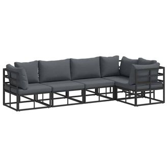 Berkfield Home Garden Sofa Set with Cushion with Pillow 5 pcs Black Aluminium