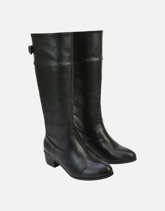 XY London Womens XY London Womens/Ladies Caiden Knee-High Low Block Heel Western Boots - Black - Size: 7