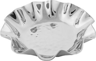 Classic Touch Small Stainless Steel Shallow Bowl With Wavy Trim