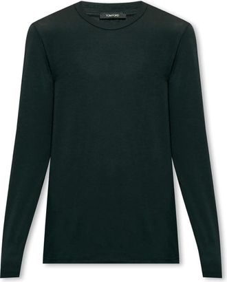 Tom Ford T-shirt met logo - Heren - Longsleeves - Zwart - 2XL - Katoen - Tops